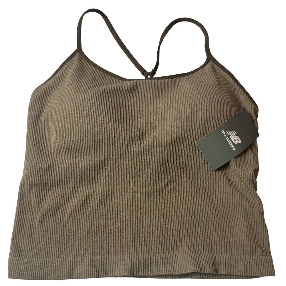 New Balance Mushroom Ribbed Seamless Cami Tank Top Shelf Bra R001849 Womens XL